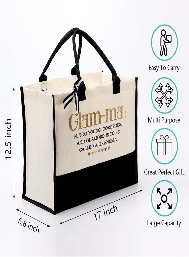 EDCTO Canvas Bag Gift for Grandma, Glam-ma Canvas Shopping Bag, Cotton Canvas Tote Bag, Grandma Definition Tote Bag, Mother's Day Gift for Grandma, Novelty Grandma Gift, Grandma Birthday Gift - Image 2